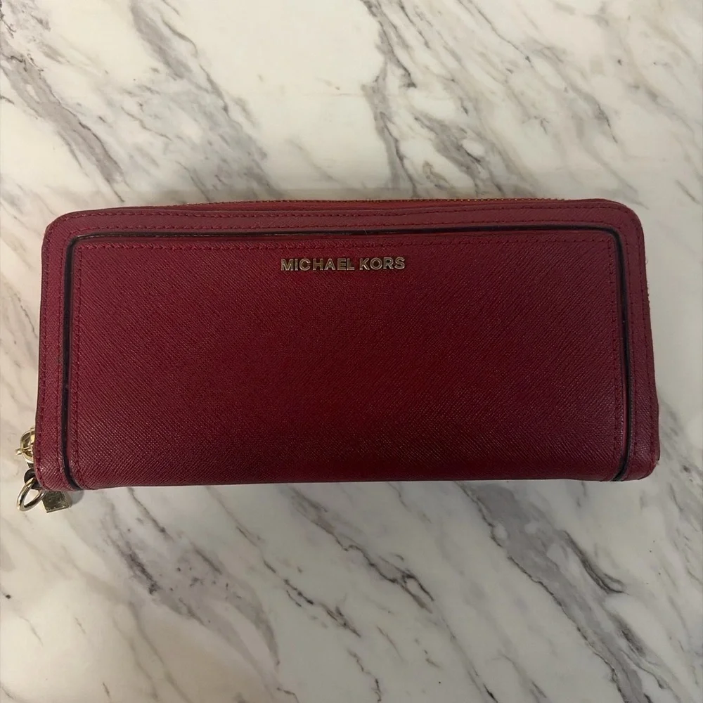 Michael Kors Crimson Leather Pouch